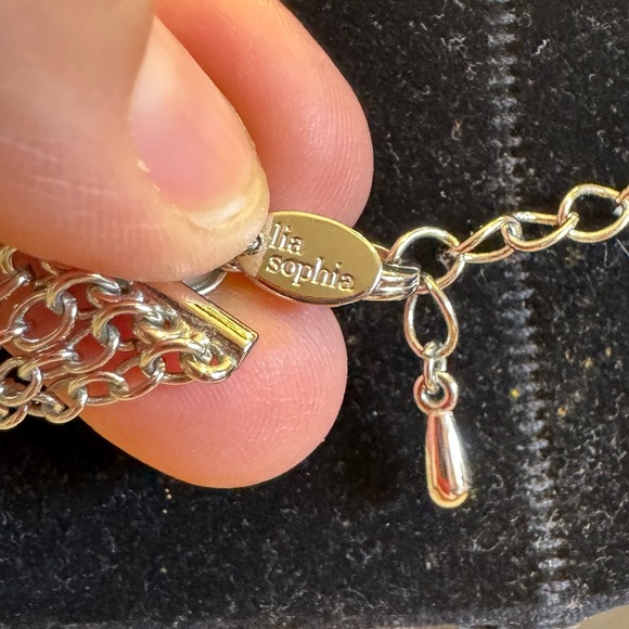 Lia Sophia "Sugar Plum" 5-Strand Necklace Genuine Jade Silver Tone Beaded - Picture 12 of 16